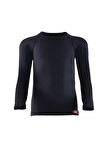 Blackspade Siyah Çocuk Yuvarlak Yaka Uzun Kollu Düz Fanila 02-9265-Thermal T-