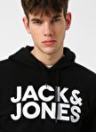 Jack & Jones Kapüşonlu Regular Fit Siyah Erkek Şardonlu Sweatshirt 12152840 JJECORP LOGO SWEAT HOOD AW