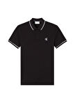 Calvin Klein Jeans Polo Dar Düz Erkek Siyah Polo T-Shirt J30J315603-BAE TIPPING SLIM POLO