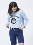 Aeropostale K-Vatikan Bisiklet Yaka  Crop Baskılı Mavi Kadın Sweatshirt