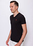 U.S. Polo Assn. Bisiklet Yaka  Slim Fit  Siyah Erkek T-Shirt  -  TAROIY022