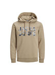 Jack & Jones Kapüşon Yaka Koyu Bej Erkek Sweatshırt 12216242_JCOTECH LOGO SWEAT HOOD