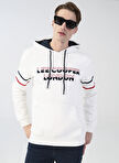 Lee Cooper Kapüşonlu Regular Fit Baskılı Kırık Beyaz Erkek Şardonlu Sweatshirt 231 LCM 241047 ATHEL OFF WHITE