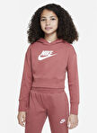 Nike Çocuk Kırmızı - Pembe Kapüşonlu Sweatshirt DC7210-691 G NSW CLUB FT CROP HOODI