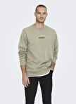 Only & Sons Ekru Erkek O Normal Kalıp Sweatshirt ONSELON LIFE REG LOGO CREW 3840 SWT