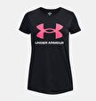 Under Armour Siyah Kız Çocuk Bisiklet Yaka Kısa Kollu Bol Kesim Düz T-Shirt 1377016-002 Tech Solid Print Fill B