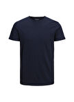 Jack & Jones Bisiklet Yaka Düz Lacivert Erkek T-Shirt 12211339_JPRBLUROCK BASIC TEE SS CR