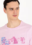 U.S. Polo Assn. Bisiklet Yaka Pembe Erkek T-Shirt MEDI