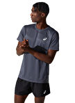 Asics 2011C341-020 CORE SS TOP Gri Erkek Bisiklet Yaka Normal Kalıp  T-Shirt