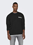 Only & Sons Siyah Erkek O Yaka Baskılı Sweatshirt 22027056_ONSPINK FLOYD RLX CREW NEC