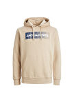 Jack & Jones Kapüşon Yaka Bej Erkek Sweatshırt 12233599_JJECORP LOGO SWEAT HOOD PL