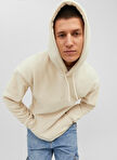 Jack & Jones Kapüşon Yaka Krem Erkek Sweatshırt 12242470_JORSILVERLAKE FLEECE HOOD