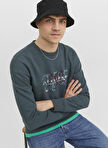 Jack & Jones Bisiklet Yaka Yeşil Erkek Sweatshırt JORSILVERLAKE SWEAT CREW NECK LN