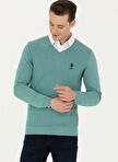 U.S. Polo Assn. V Yaka Slim Fit Mint Erkek Kazak TCDUNI-BSK23