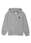 U.S. Polo Assn. Gri Melanj Erkek Çocuk Kapüşonlu Uzun Kollu Sweatshirt GARMANKIDSSK023