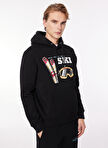 Oxnard Siyah Erkek Kapüşon Yaka Desenli Sweatshirt OXM6017_RENTAL-M-HOODIE