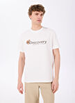 Discovery Expedition D4SM-TST3304 Beyaz Bisiklet Yaka Basic Baskılı Erkek T-Shirt