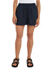 Tommy Hilfiger Lacivert Kadın Bağlamalı Keten Şort PULL ON CASUAL LINEN SHORT