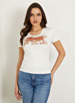 Guess Bisiklet Yaka Kırık Beyaz Kadın T-Shirt W4GI23J1314-G012