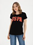 U.S. Polo Assn. Bisiklet Yaka Siyah Kadın T-Shirt GEAN24