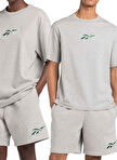 Reebok IP8474 CL UNIFORM BL TEE Gri Melanj Erkek Yuvarlak Yaka Normal Kalıp T-Shirt