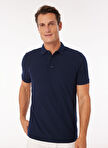 People By Fabrika Lacivert Erkek Slim Fit Jakarlı Polo T-Shirt SPBF4SM-TST 5086