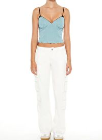 Twill-Low-Rise Kargo Pantolon