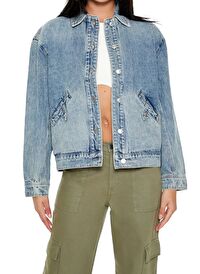 Zımbalı Denim Bomber Ceket