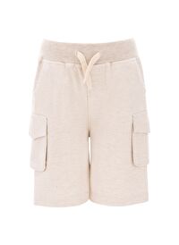 Düz Renkli Krem Chino Bermuda
