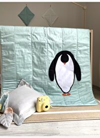 Penguen Pamuk Saten Bebek Çocuk Yatak Örtüsü 100 x 140 cm