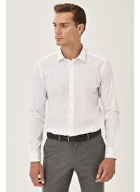 Erkek Siyah Kolay Ütülenebilir Non-Iron Pamuklu Slim Fit Dar Kesim Klasik Yaka Gömlek