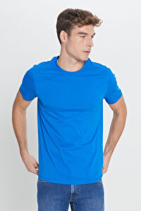 Erkek Saks Slim Fit Dar Kesim %100 Pamuk Bisiklet Yaka Kısa Kollu Tişört