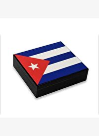 Cuban Flag Desen Puro Kutusu Humidor İçi Magnetli Siyah 20s