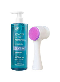 Ducray Keracnyl Yağlı Cilt Temizleme Jeli 400ml + Cilt Temizleme Fırçası Hediye