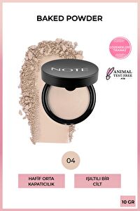 Note Baked Powder 04 Porcelain Ivory Işıltılı Bitişli Highlighter Toz Yüz Pudrası