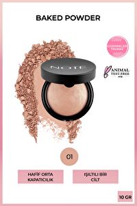 Note Baked Powder 01 Stardust Işıltılı Bitişli Highlighter Toz Yüz Pudrası