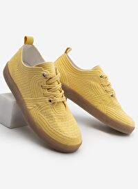 Kadın Sneaker İşlemeli Nakışlı Renkli Bağcıklı Spor Ayakkabı Valgin Sarı