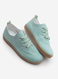 Kadın Sneaker İşlemeli Nakışlı Renkli Bağcıklı Spor Ayakkabı Valgin Su Yeşili