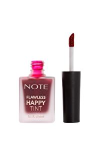 Note Flawless Happy Tint Lip & Cheek 02 Wild Cherry Dudak ve Yanak Renklendirici Likit Allık - Mor