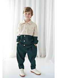 Yeşil Krem Retro Ceket - Carrot Pantolon Takım