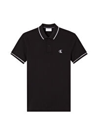 Calvin Klein Jeans Polo Dar Düz Erkek Siyah Polo T-Shirt J30J315603-BAE TIPPING SLIM POLO