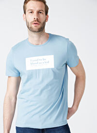 Turkish Dictionary O Yaka Mavi Erkek T-Shirt