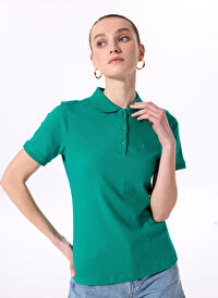 Fabrika Yeşil Kadın Basic Polo T-Shirt DEEP   