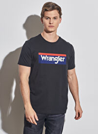 Wrangler W7H4D3Xv6 O Yaka  Regular Fit Baskılı Açık Siyah Erkek T-Shirt