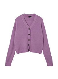 Lmtd Lila Kız Çocuk V Yaka Uzun Kollu Düz Hırka NLFNOLLEN KNIT SHORT CARDIGAN