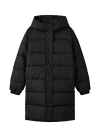 Lmtd Siyah Kız Çocuk Kapüşonlu Uzun Kollu Uzun Düz Yelek NLFMYI LONG JACKET2 