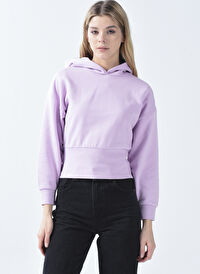 Lmtd Pembe Kız Çocuk Kapüşonlu Uzun Kollu Düz Sweatshirt NLFNOTALI SHORT BRU SWEAT W. HOOD  