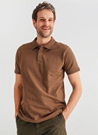 Fabrika Comfort Polo Yaka Düz Kahve Erkek T-Shirt CM NOBRO K CEPSIZ