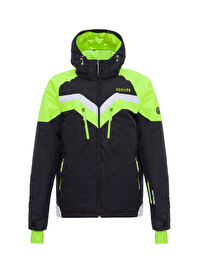 Oxnard Siyah - Beyaz - Sarı Erkek Düz Kayak Montu OXM1004_CHEVRON