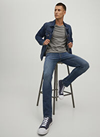 Jack & Jones Lacivert Erkek Dar Paça Slim Fit  Denim Pantolon 12223628_JJIGLENN JJIFOX JOS 547 50
